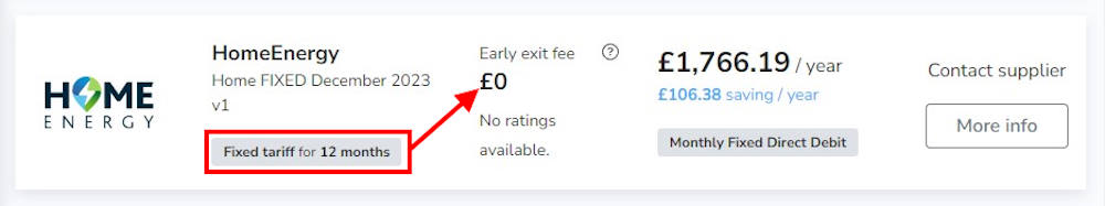 Home Energy quote for fixed tariff via Energylinx