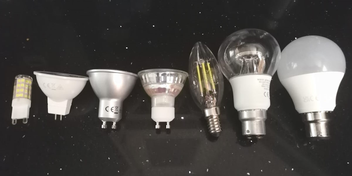 Various styles and sizes of LED light bulbs
