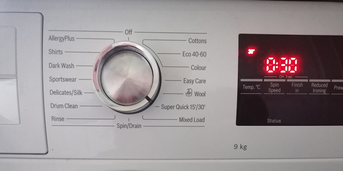 Washing machine programme settings