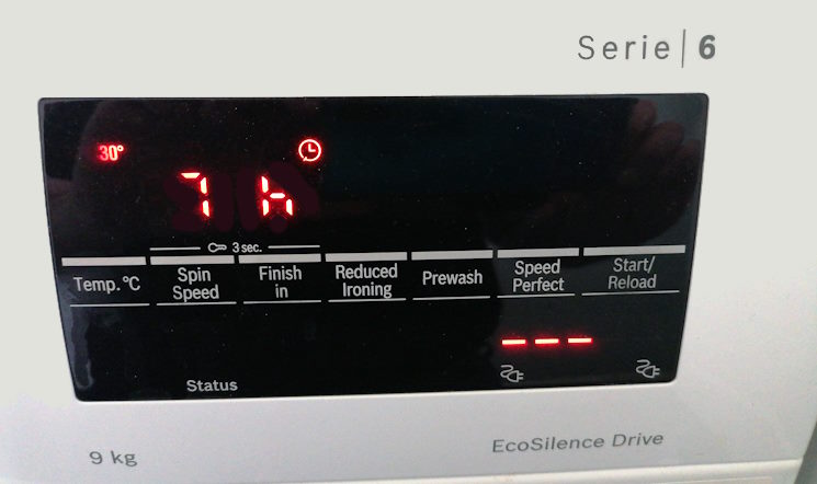 Washing machine settings display