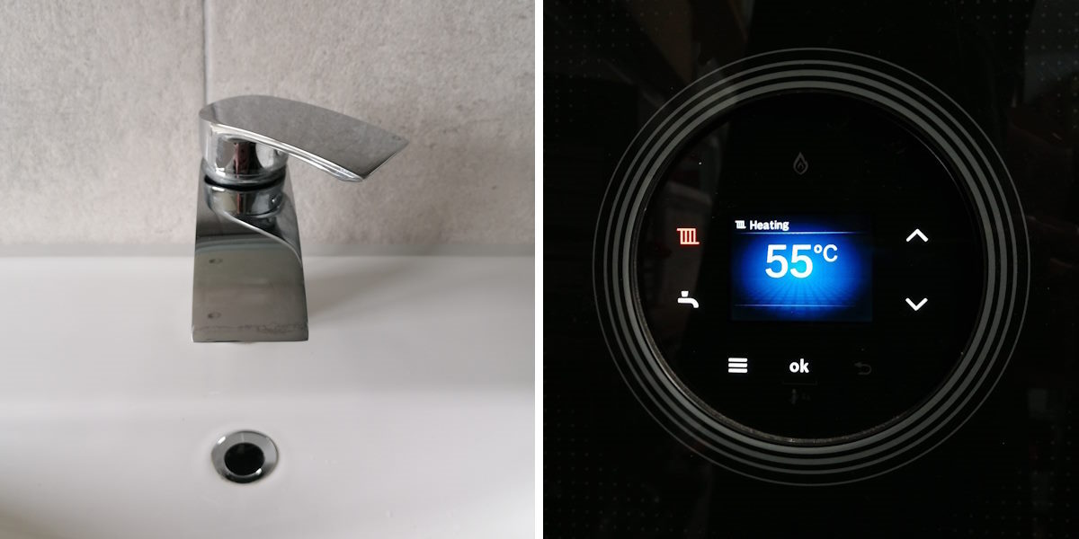 Mixer tap and combi boiler settings